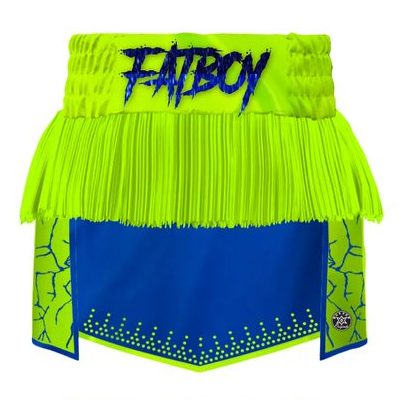 Thunder Gladiator custom gladiator boxing shorts with six-panel build and cracked side panels revealing a layered lava-style colour effect.