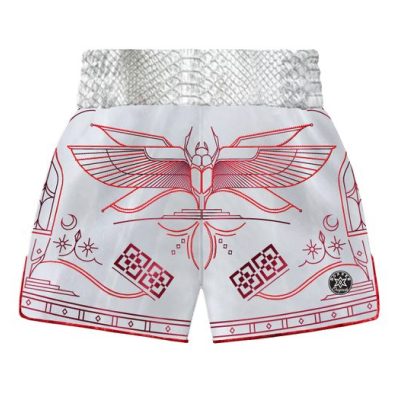 Customisable Egyptian warrior Muay Thai shorts template. Fully sublimated, handcrafted Thai fightwear designed for comfort, airflow, and precision movement.