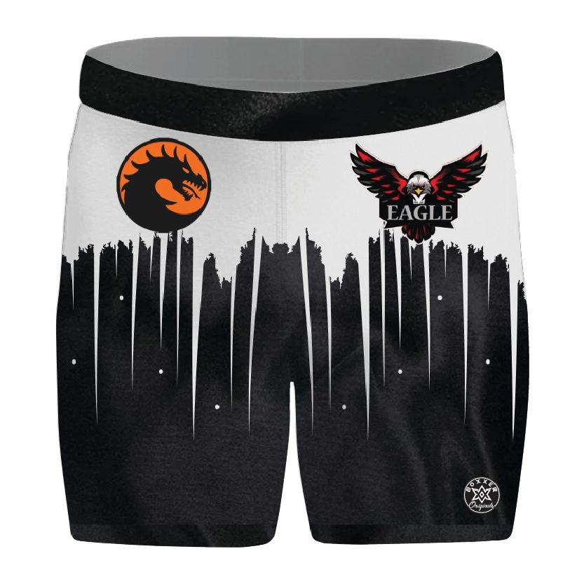 Shine Bright Vale Tudo compression shorts with drip-effect design, high-stretch fabric and full custom colours for MMA or boxing training.