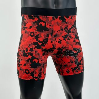 Classic Vale Tudo MMA Red Black Tom Compression Shorts