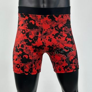 Classic Vale Tudo MMA Red Black Tom Compression Shorts