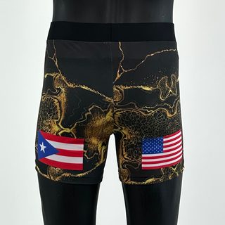 Classic Vale Tudo MMA Black gold Marble Ethen M Compression Shorts