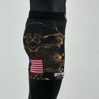 Classic Vale Tudo MMA Black gold Marble Ethen M Compression Shorts