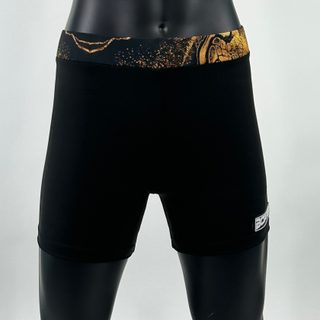 Classic Vale Tudo MMA Black and black gold marble Jessica R Compression Shorts