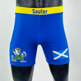 Classic Vale Tudo MMA Mid blue and Yellow Kyle S Compression Shorts