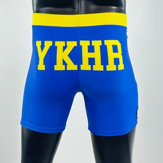 Classic Vale Tudo MMA Mid blue and Yellow Kyle S Compression Shorts