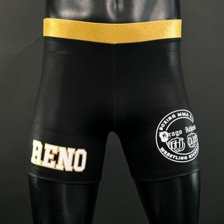 Classic Vale Tudo MMA Blackfoil dot and gold foil dot Alliemarie B Compression Shorts