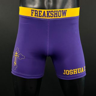 Classic Vale Tudo MMA Purple and Yellow gold Scott S Compression Shorts