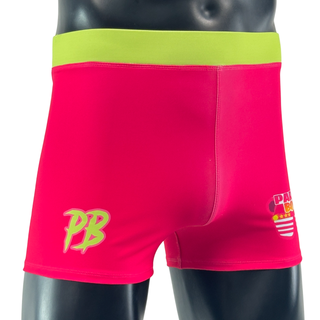 Classic Tudo (Women) Pink and neon yellow green George L Compression Shorts