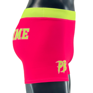 Classic Tudo (Women) Pink and neon yellow green George L Compression Shorts