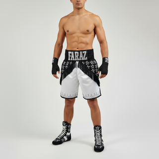 STAR QUALITY BX Faraz Black & White 192873 Custom Boxing Shorts & Trunks
