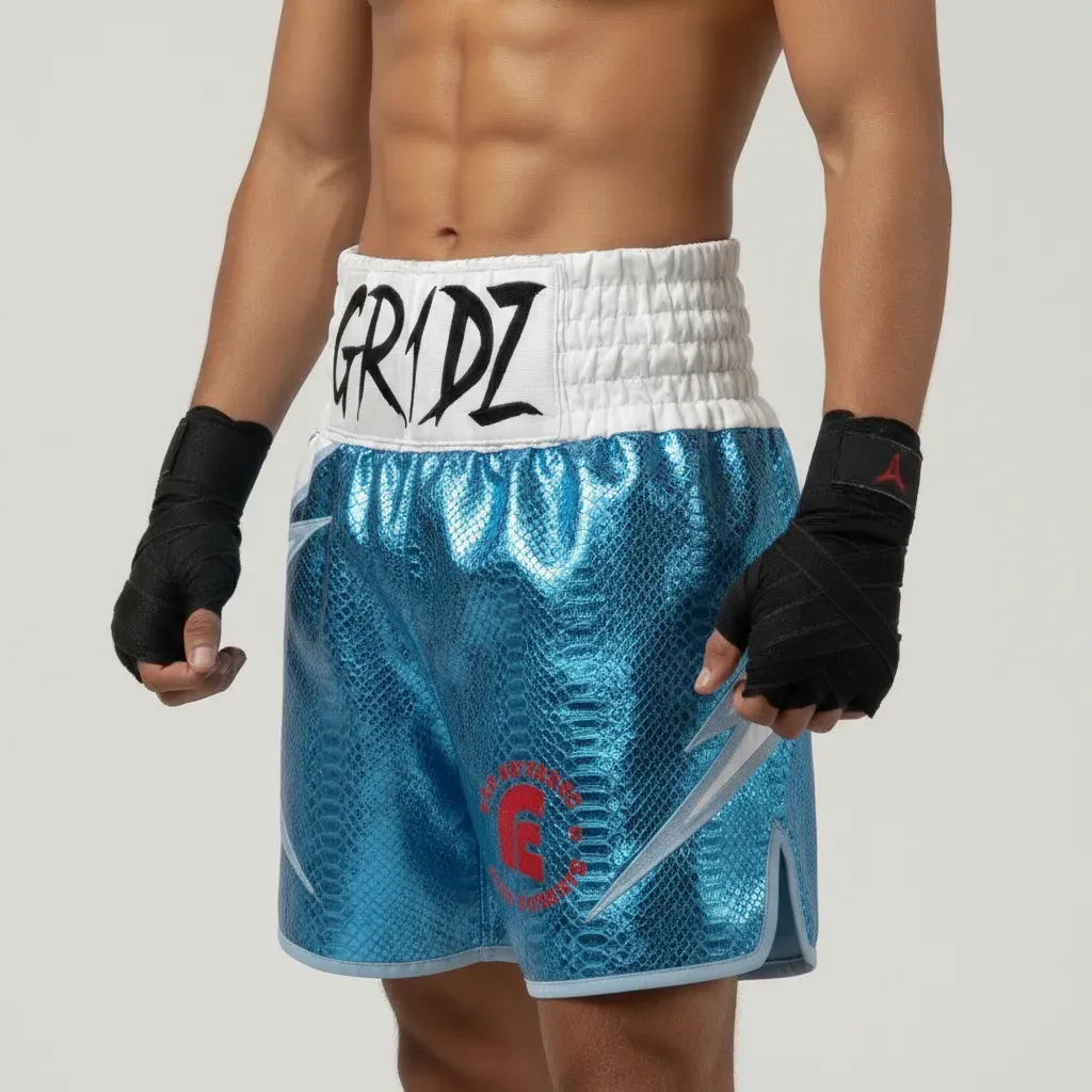 Lightning BX George Blue & White 193815 Custom Boxing Shorts & Trunks