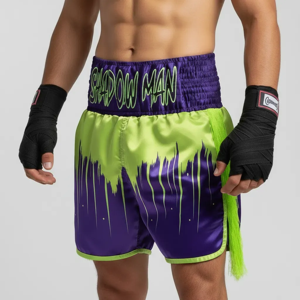 Shine bright BX Devon Neon & Purple 193881 Custom Boxing Shorts & Trunks