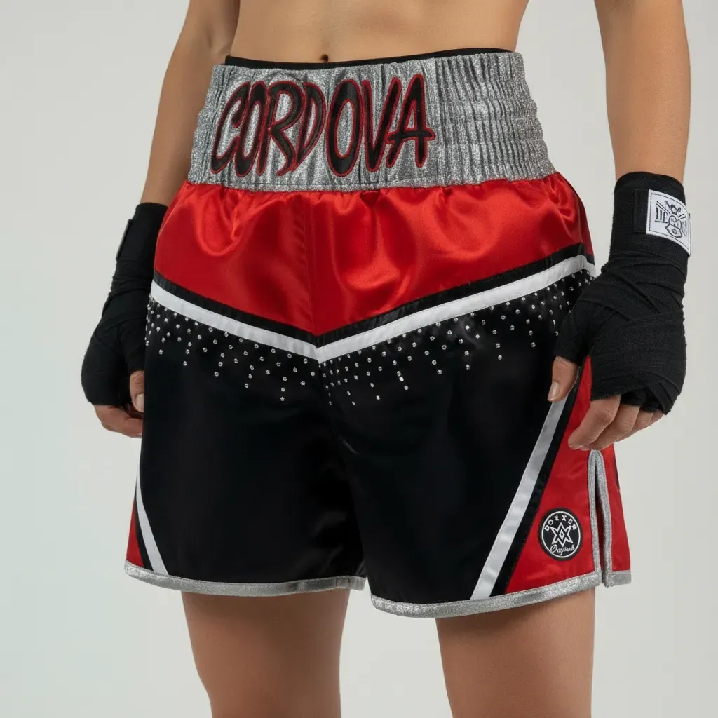 Ingram Bx Leanna Red & Black 193033 Custom Boxing Shorts & Trunks