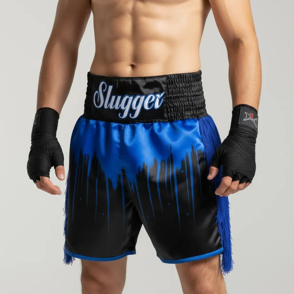 Shine bright BX 194296 Black & Blue Alex Custom Boxing Shorts & Trunks