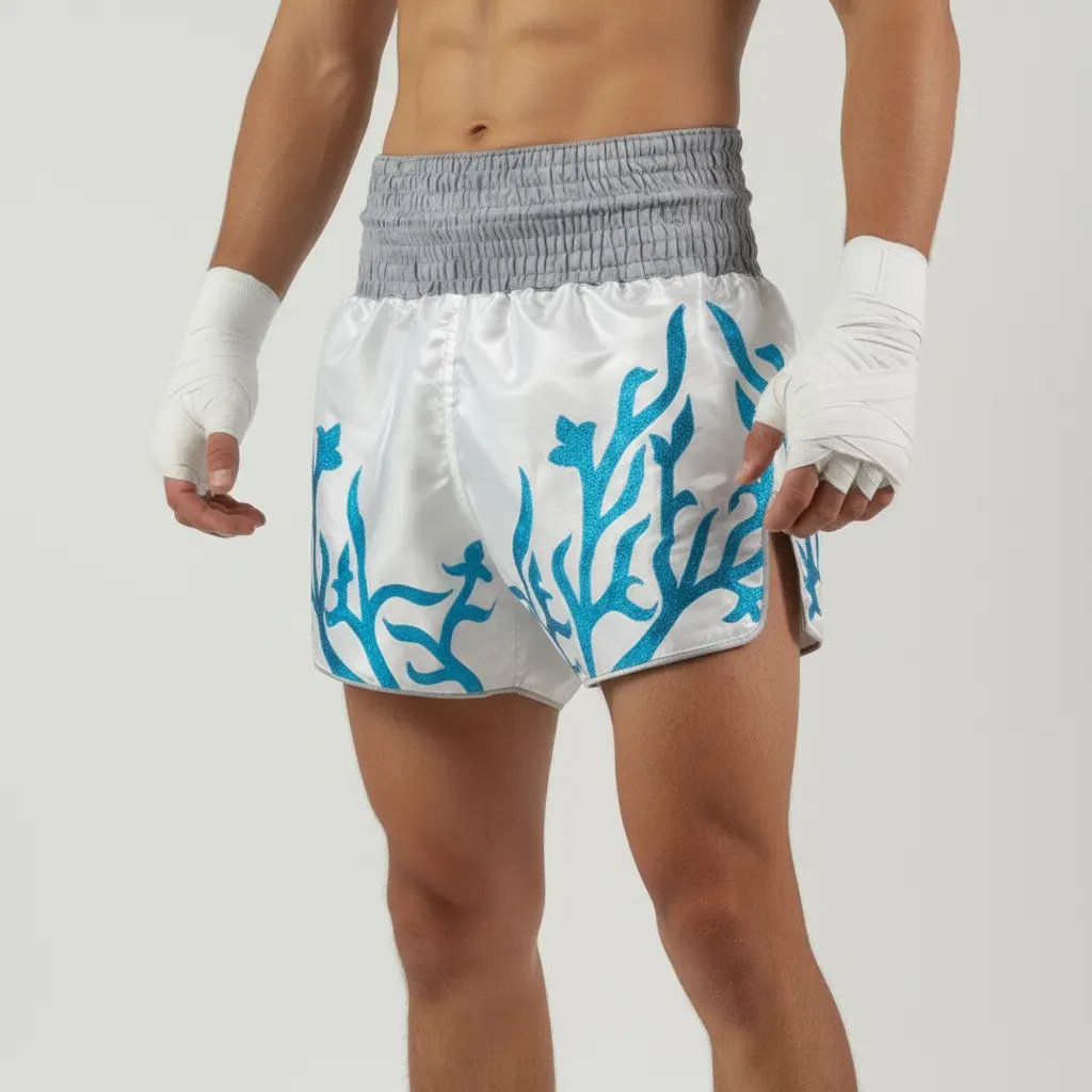 Growth MTS Florian White & Light Blue 192976 Muay Thai Shorts