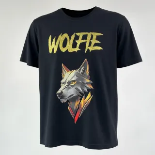 Custom boxing t-shirt in black with wolf logo and glitter name print