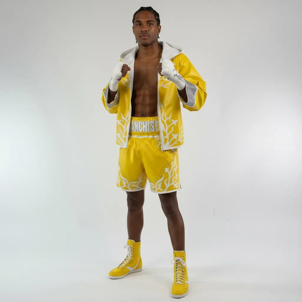 Growth BX Francois Yellow & White 192332 Custom Boxing Shorts & Trunks
