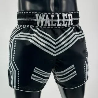 Custom Muay Thai shorts ROBOT design in black and silver sublimation print