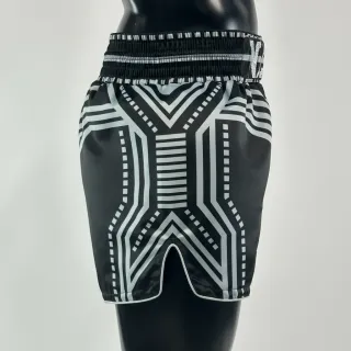 Custom Muay Thai shorts ROBOT design in black and silver sublimation print