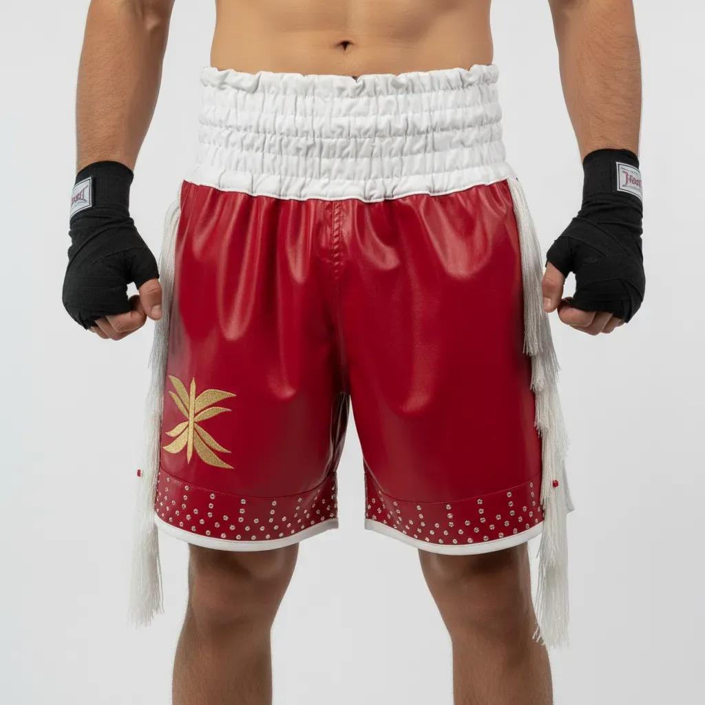 Long Tassels Supreme BX Edna Red & White 192505 Custom Boxing Shorts & Trunks