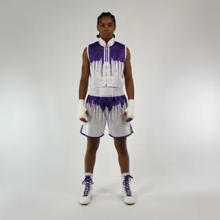 Shine bright BX Carlos White & Purple 192556 Custom Boxing Shorts & Trunks