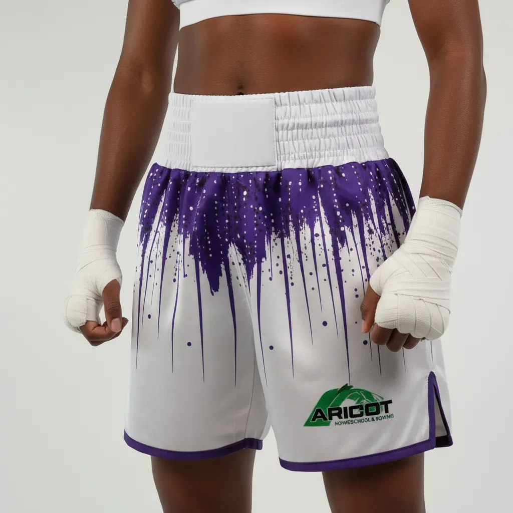 Shine bright Carlos White & Purple 192556 Custom Boxing Shorts & Trunks