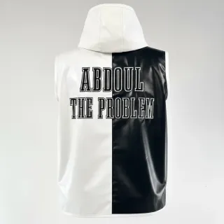 Custom boxing jacket Haringey design in split black and white with embroidery