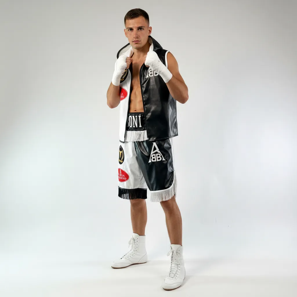 Haringey BX Abdoul White & Black 193047 Custom Boxing Shorts & Trunks