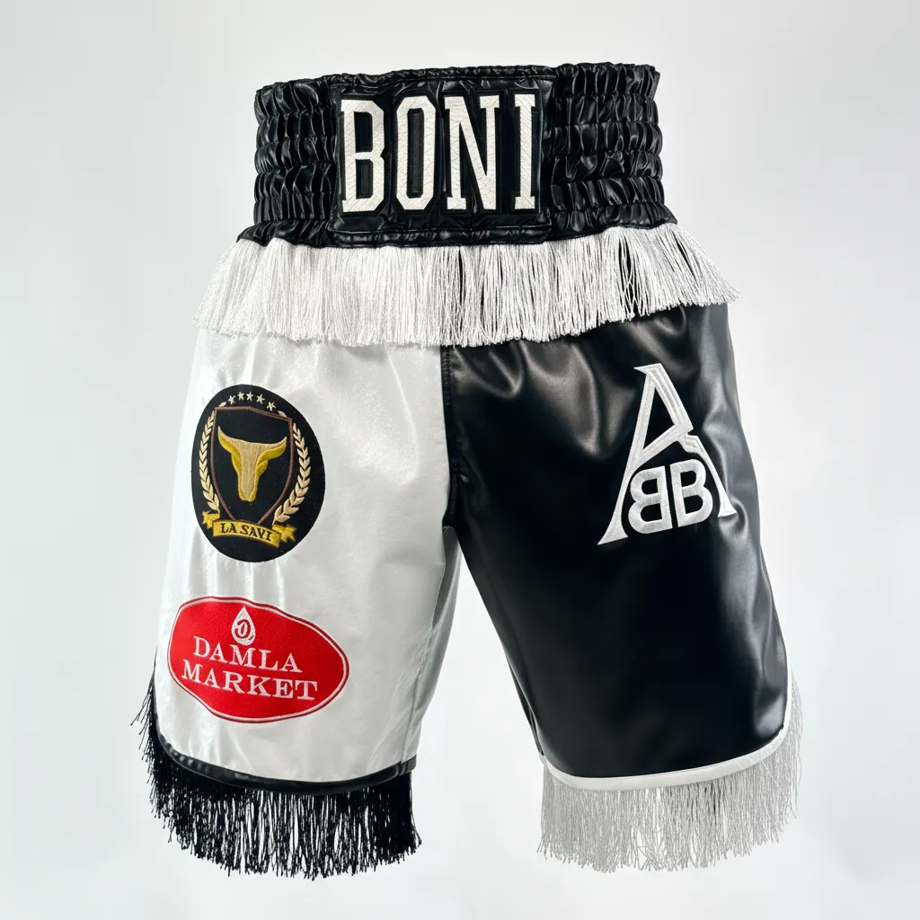 Haringey BX Abdoul White & Black 193047 Custom Boxing Shorts & Trunks