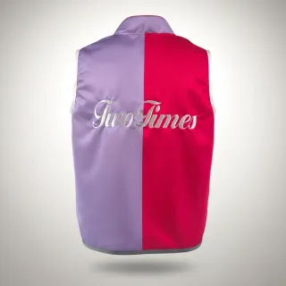 Custom boxing jacket Haringey design in lilac and pink satin with mandarin collar