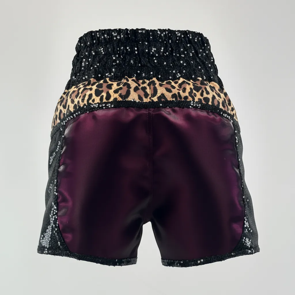 Ronin BX Raffaela Leopard & Eggplant purple 194663 Custom Boxing Shorts & Trunks