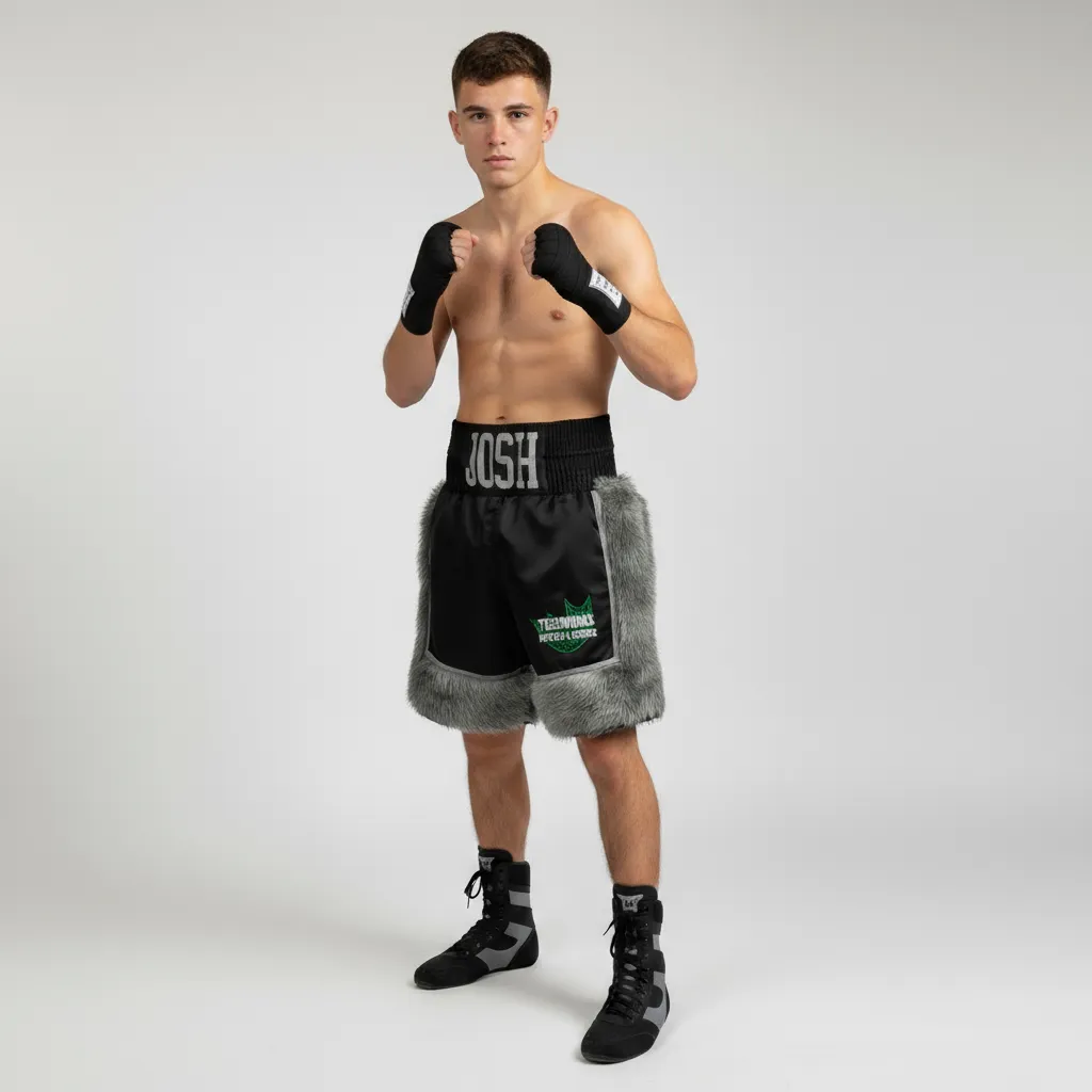 BOMBER BX Josh Black & Grey 193657 Custom Boxing Shorts & Trunks