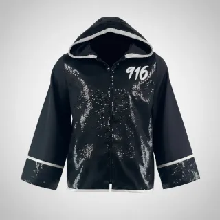 custom boxing jacket black sequins hoodie style long sleeves