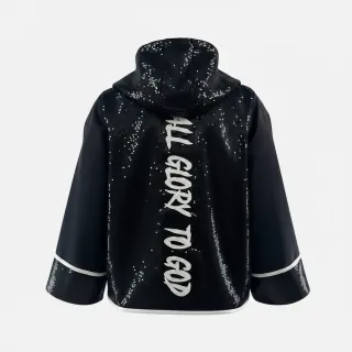 custom boxing jacket black sequins hoodie style long sleeves