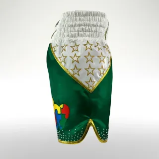 STAR QUALITY BX James Green & White & Gold 194588 Custom Boxing Shorts & Trunks