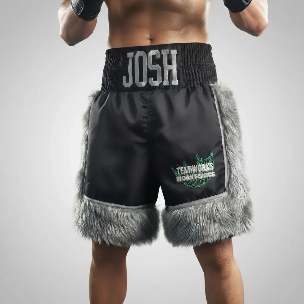 BOMBER BX Josh Black & Grey 193657 Custom Boxing Shorts & Trunks