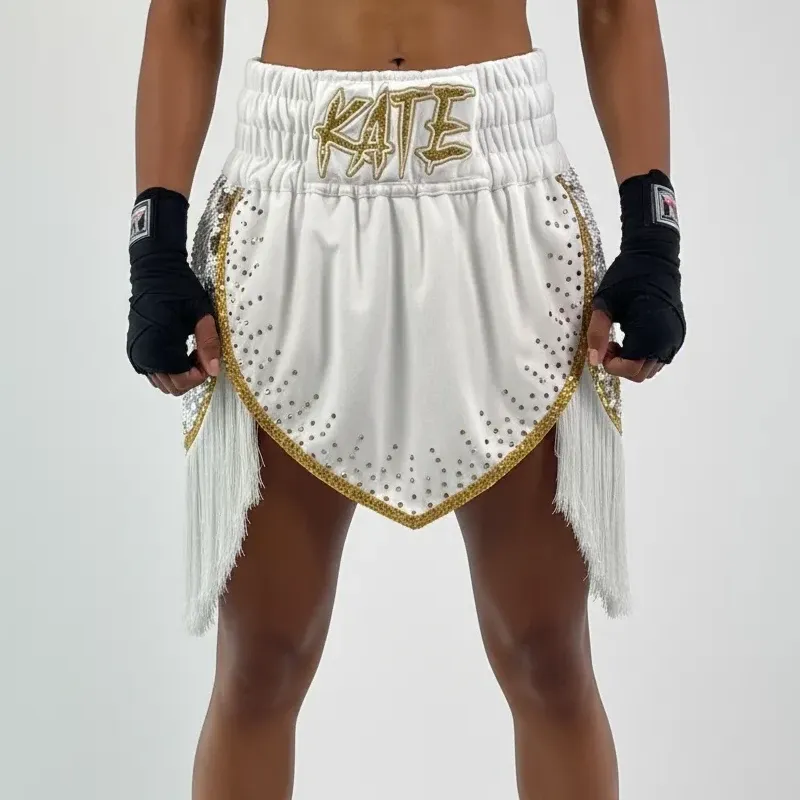 Queen Kaitlin White&Gold 193605 Gladiator Shorts