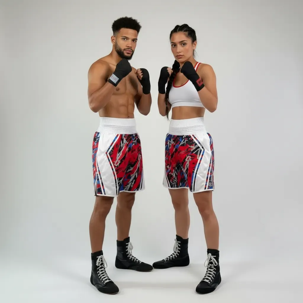 Drei 195051 Red & White Christian Custom Boxing Shorts & Trunks