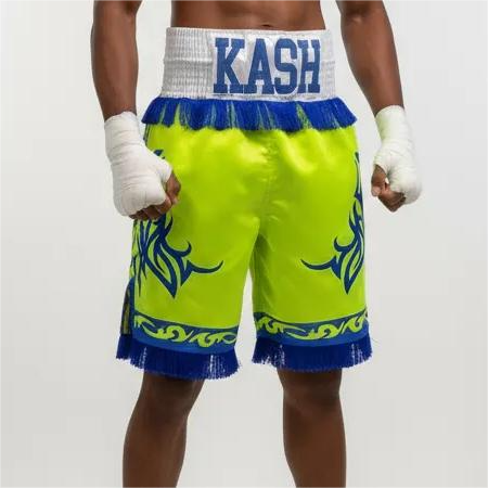 Razor ON SALE!!! Old 193131 Neon Green & Blue Kashif Custom Boxing Shorts & Trunks