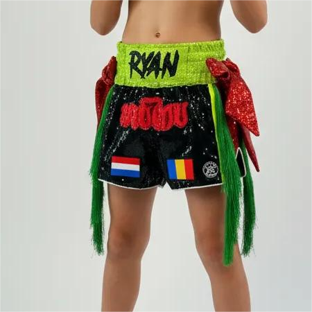 Side Stripe MTS 194497 Black&Green Muay Thai Shorts