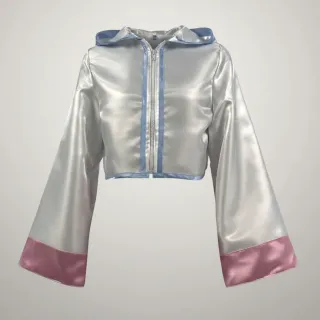 Classic Women's Crop JKT White & Pink Nyousha N Jackets