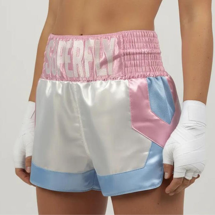 Cotto MTS 194328 White-Pink-Blue Muay Thai Shorts