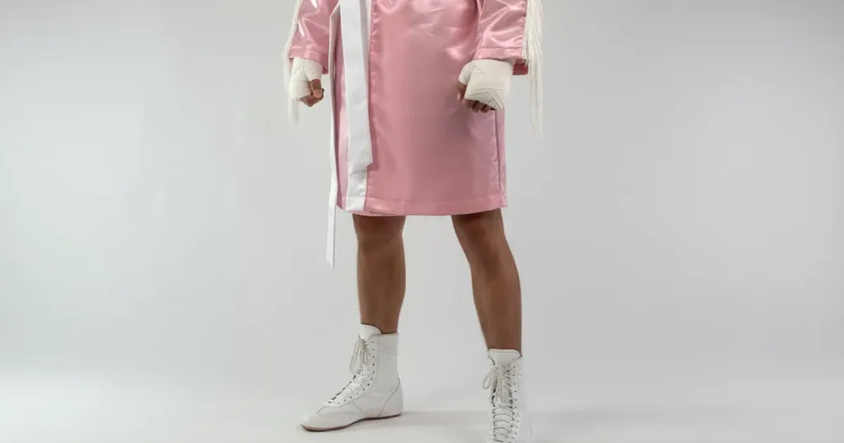 Pattern For Boxing Robe Easy Design Custom Boxing Robe | Pink & White Shimmer Satin ...
