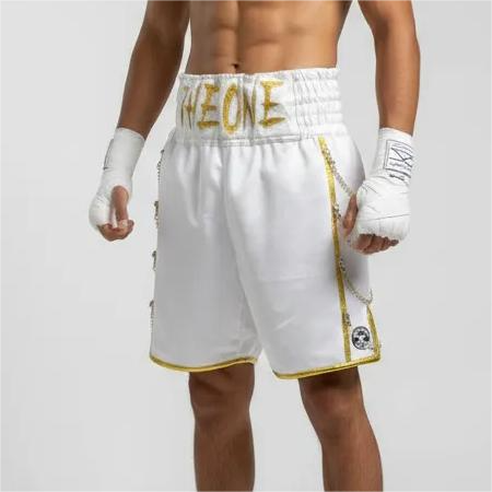 SOLDIER BX 195005 White&Gold Custom Boxing Shorts & Trunks