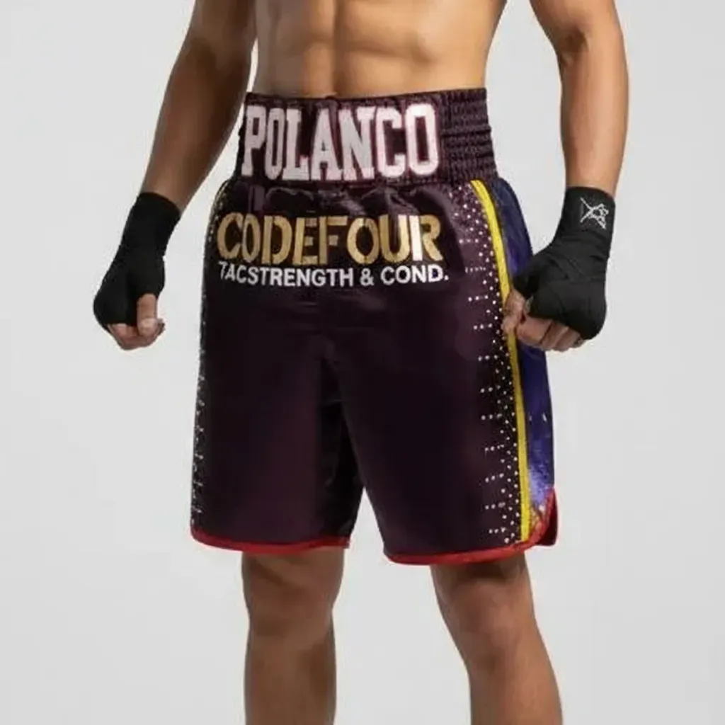 Side Stripe BX 191573 Purple (Eggplant) & Printed Colour Custom Boxing Shorts & Trunks