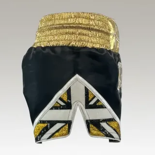 BRIT MTS 194502 Black-Gold-White Muay Thai Shorts