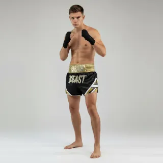 BRIT MTS 194502 Black-Gold-White Muay Thai Shorts