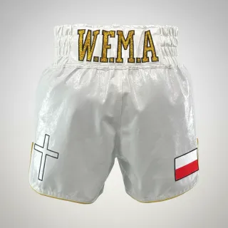 Classic MTS 195186 White & Kings Gold Muay Thai Shorts