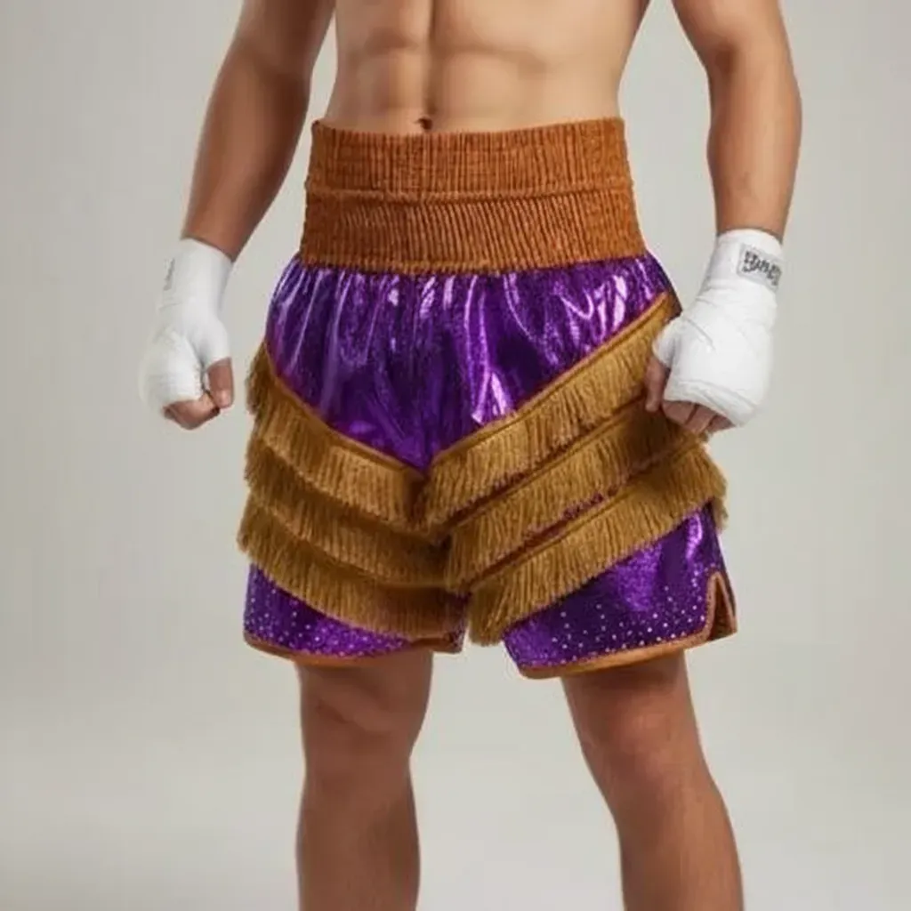 Rebel BX old 195285 Purple & Dark Gold Custom Boxing Shorts & Trunks